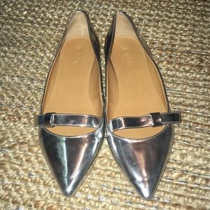 Silver metallic J Crew flats
